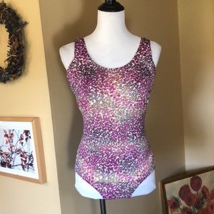 VINTAGE LL BEAN size 12 Long Floral Swim Bra Lined